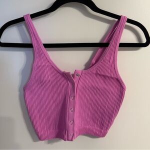 AERIE RIBBED BUTTON TANK